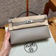 에르메스 Hermes Kelly Pochette 22cm Swift M8 Gris Asphalte/silver