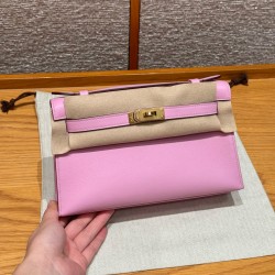 에르메스 Hermes Kelly Pochette 22cm Swift X9 Mauve/gold