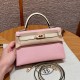 에르메스 Hermes Mini Kelly 19cm Chèvre 3Q Rose Sakura and i2 Nata/Rose gold