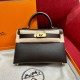 에르메스 Hermes Mini Kelly 19cm Chèvre 46 Ebene/gold