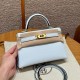 에르메스 Hermes Mini Kelly 19cm Chèvre T0 Blue Brume/gold