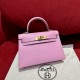 에르메스 Hermes Mini Kelly 19cm Chèvre X9 Mauve/gold