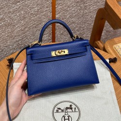 에르메스 Hermes Mini Kelly 19cm Epsom 7T Blue/gold