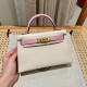 에르메스 Hermes Mini Kelly 19cm Epsom 10 Craie and X9 Mauve Sylvestre/gold