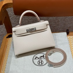 에르메스 Hermes Mini Kelly 19cm Epsom 10 Craie/silver