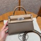 에르메스 Hermes Mini Kelly 19cm Epsom 18 Etoupe 3G Alezan 4B Biscuit/silver