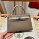 에르메스 Hermes Mini Kelly 19cm Epsom 18 Etoupe and S2 Trench/silver