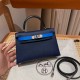 에르메스 Hermes Mini Kelly 19cm Epsom 73 Blue saphir 71 Bleu France 89 Noir/silver