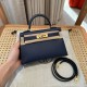 에르메스 Hermes Mini Kelly 19cm Epsom 73 Blue saphir/gold