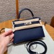 에르메스 Hermes Mini Kelly 19cm Epsom 73 Blue saphir/silver