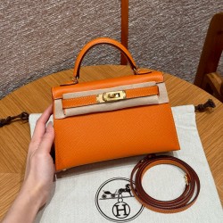 에르메스 Hermes Mini Kelly 19cm Epsom 93 Orange/gold
