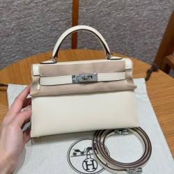 에르메스 Hermes Mini Kelly 19cm Epsom i2 Nata/silver