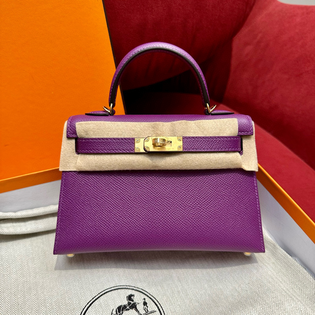 에르메스 Hermes Mini Kelly 19cm Epsom P9 Anemone/gold