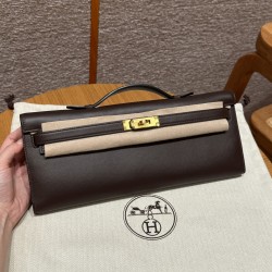 에르메스 Hermes Kelly cut 31cm Swift 47 chocolate/gold
