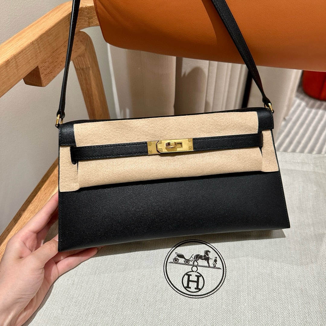 에르메스 Hermes Kelly elan 27cm Epsom 89 Noir/gold
