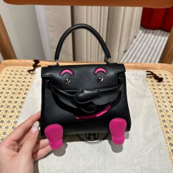 에르메스 Hermes Kelly Doll 19cm Swift 89 Noir/silver