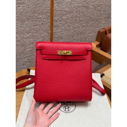 에르메스 Hermes Kelly Ado 21cm Clemence Q5 Rouge casaque/gold