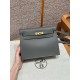에르메스 Hermes Kelly danse 22cm evercolor 8F Gris etain/gold