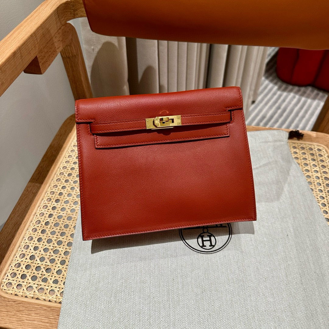 에르메스 Hermes Kelly danse 22cm swift 36 Brique/gold
