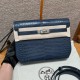 에르메스 Hermes kelly depeches 25cm Matte Porosus 76 Blue indigo/silver
