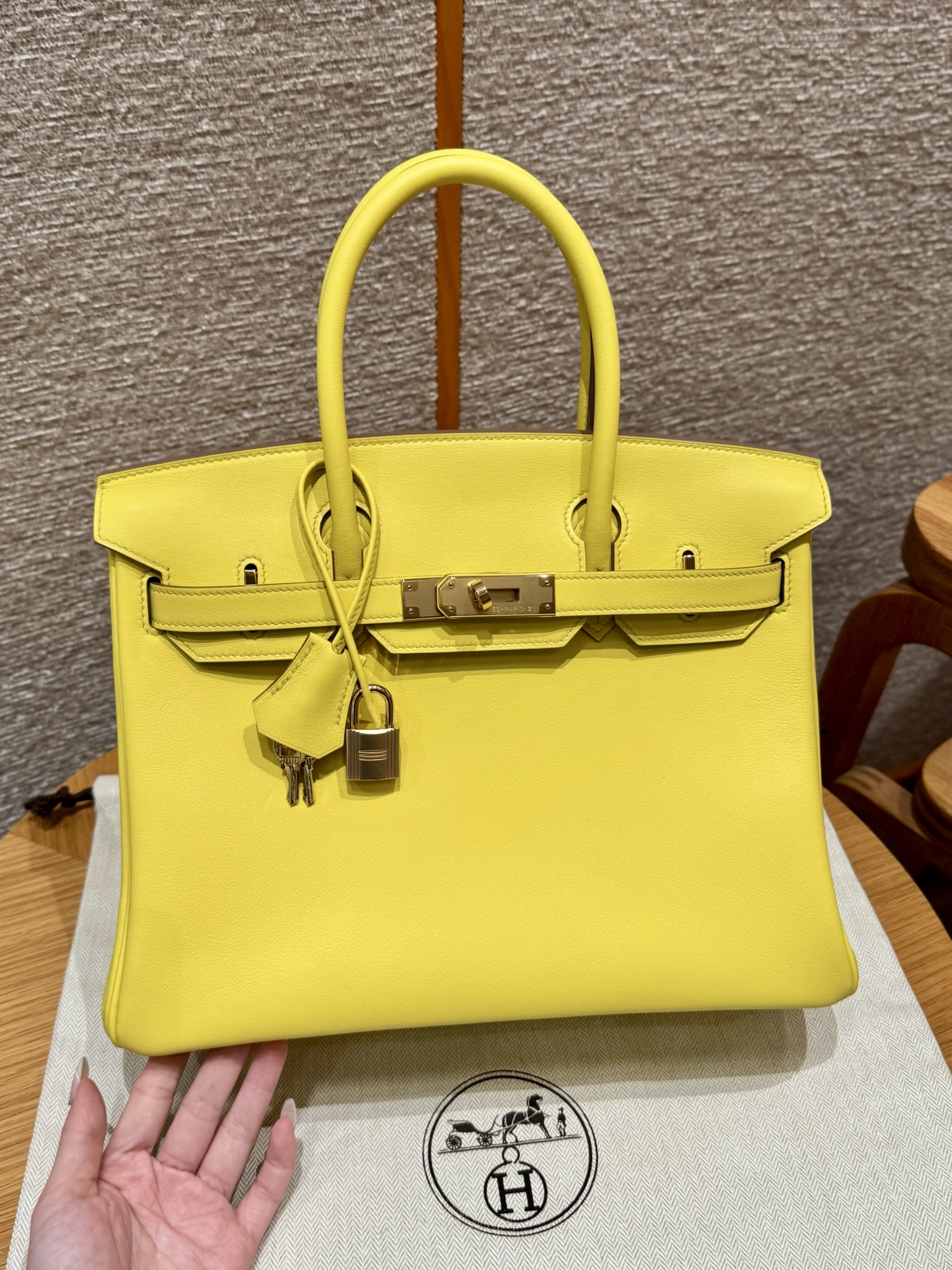 에르메스 Hermes Birkin 30cm Swift 9R Lime/gold