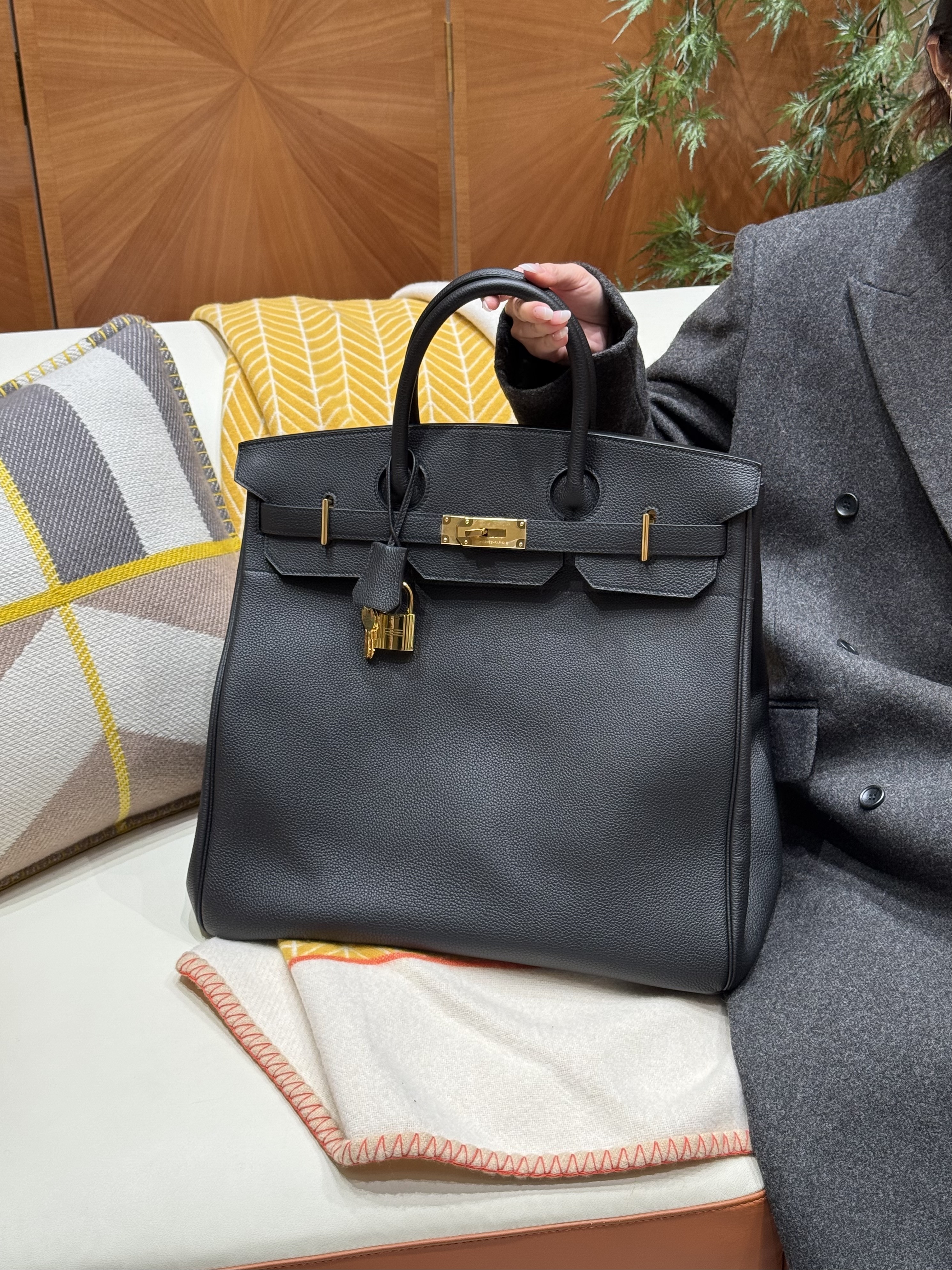 에르메스 Hermes Birkin Hac 40cm Togo 89 Noir/gold