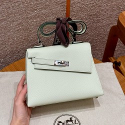 에르메스 Hermes Kelly II Sellier 20cm Epsom 0S Vert Fizz/silver