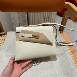 에르메스 Hermes Kelly II Sellier 20cm Epsom 10 Craie/gold