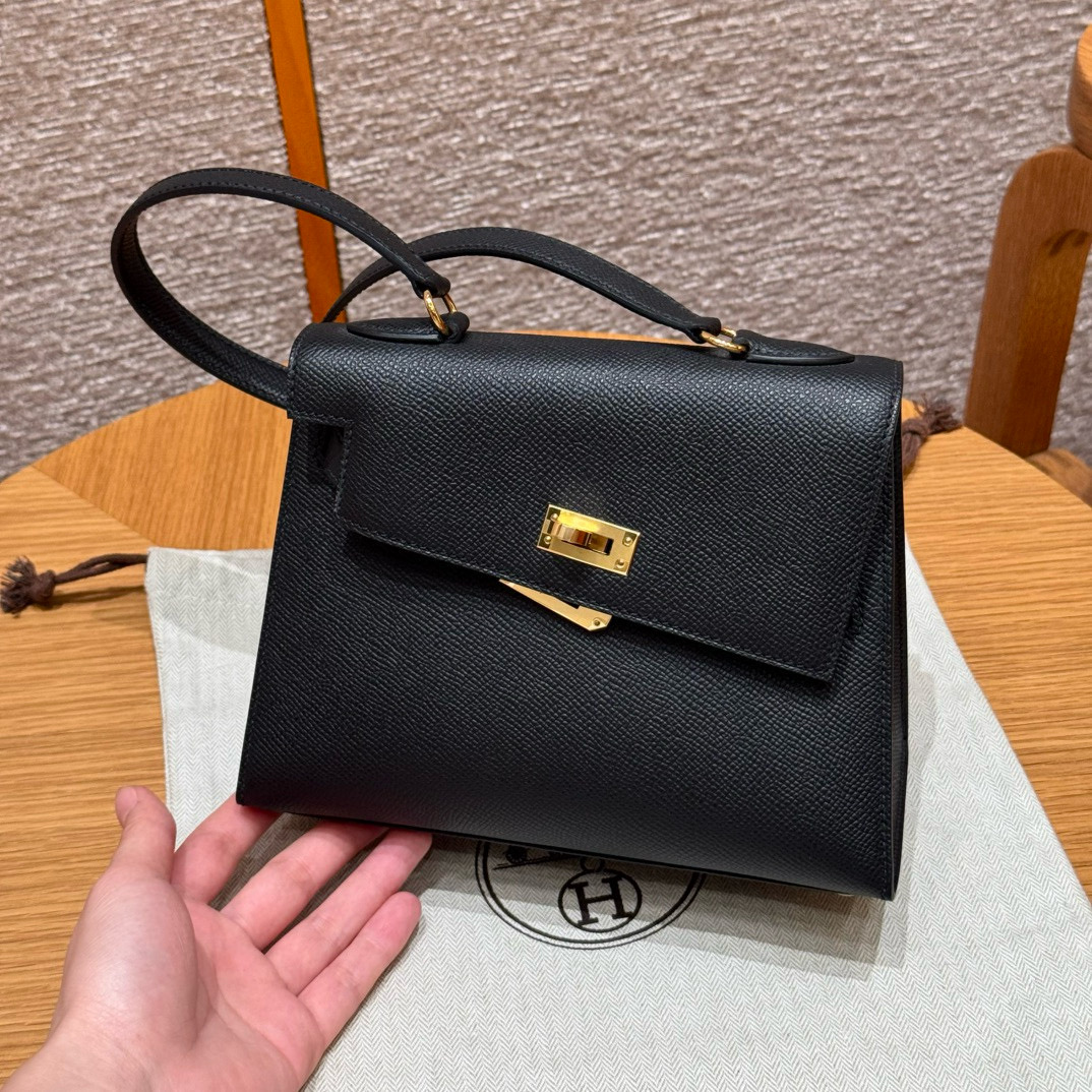 에르메스 Hermes Kelly II Sellier 20cm Epsom 89 Noir/gold