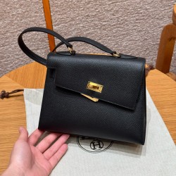 에르메스 Hermes Kelly II Sellier 20cm Epsom 89 Noir/gold