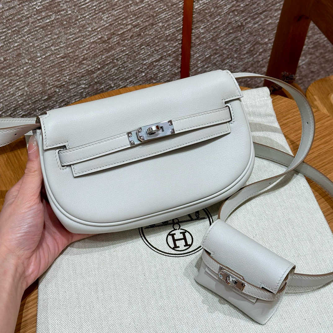 에르메스 Hermes Kelly moove17cm Swift 8L Beton/silver