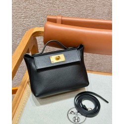 에르메스 Hermes Kelly 2424 21cm Swift 89 Noir/gold