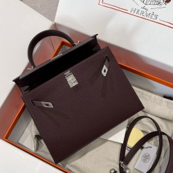 에르메스 Hermes Kelly 25cm Epsom 0G Rouge seller/silver