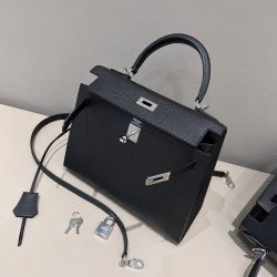 에르메스 Hermes Kelly 25cm Epsom 89 Noir/silver