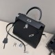 에르메스 Hermes Kelly 25cm Epsom 89 Noir/silver