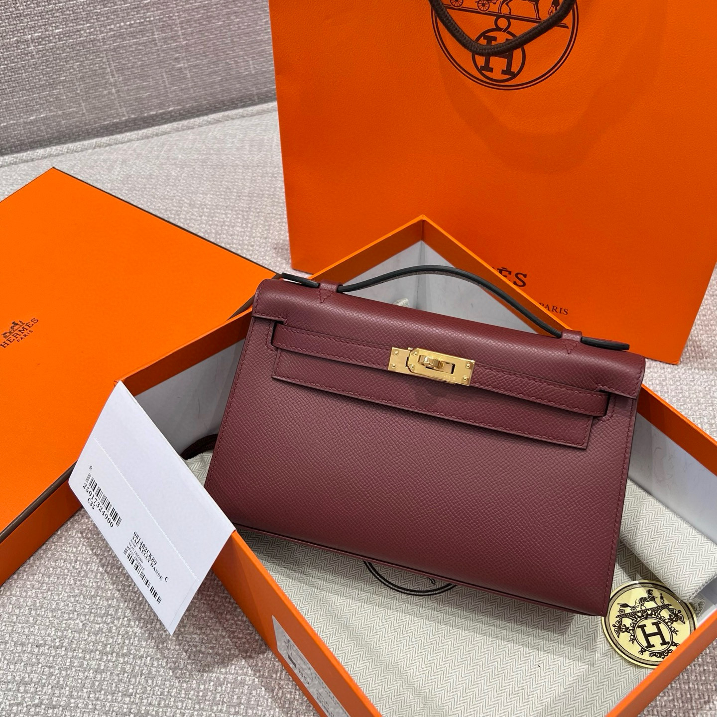 에르메스 Hermes Kelly Pochette Epsom 55 Rouge H/gold