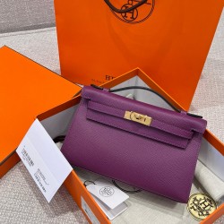 에르메스 Hermes Kelly Pochette Epsom P9 Anemone/gold