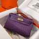 에르메스 Hermes Kelly Pochette KK ostrich P9 Anemone/gold