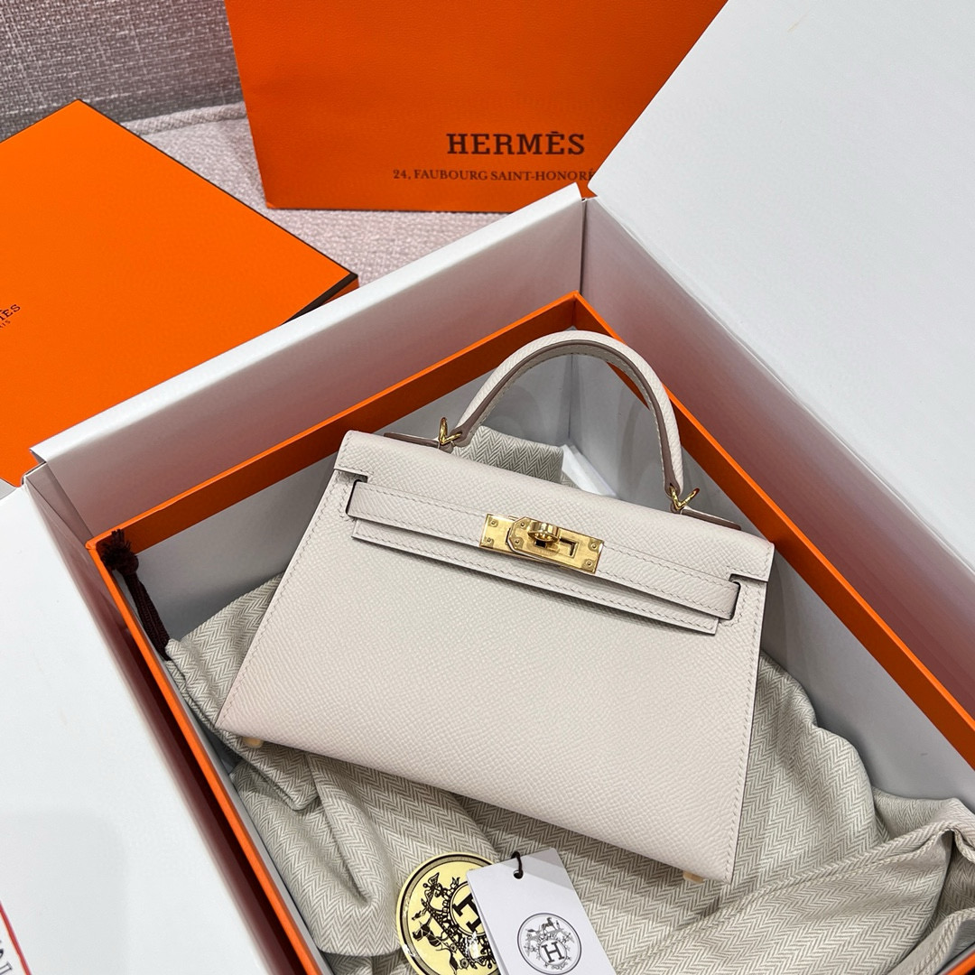 에르메스 Hermes Mini Kelly Epsom 10 Craie/gold