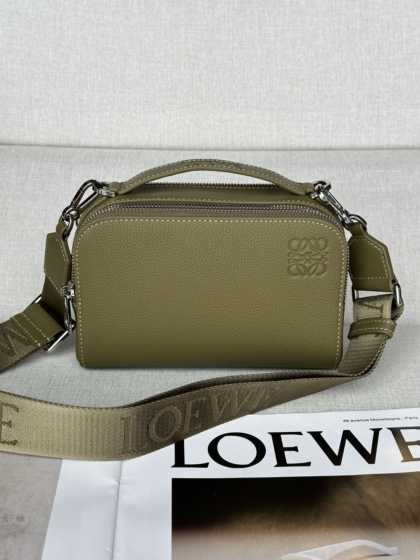 로에베 Loewe C660R41X Mini Camera Crossbody Bag in Soft Grained Calfskin