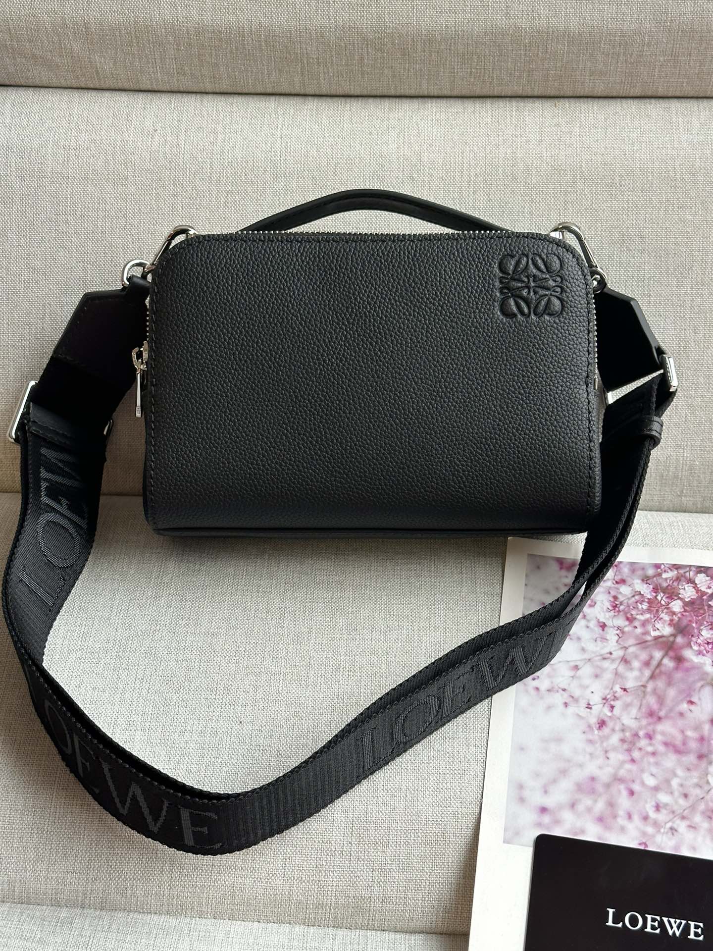 로에베 Loewe C660R41X Mini Camera Crossbody Bag in Soft Grained Calfskin Black