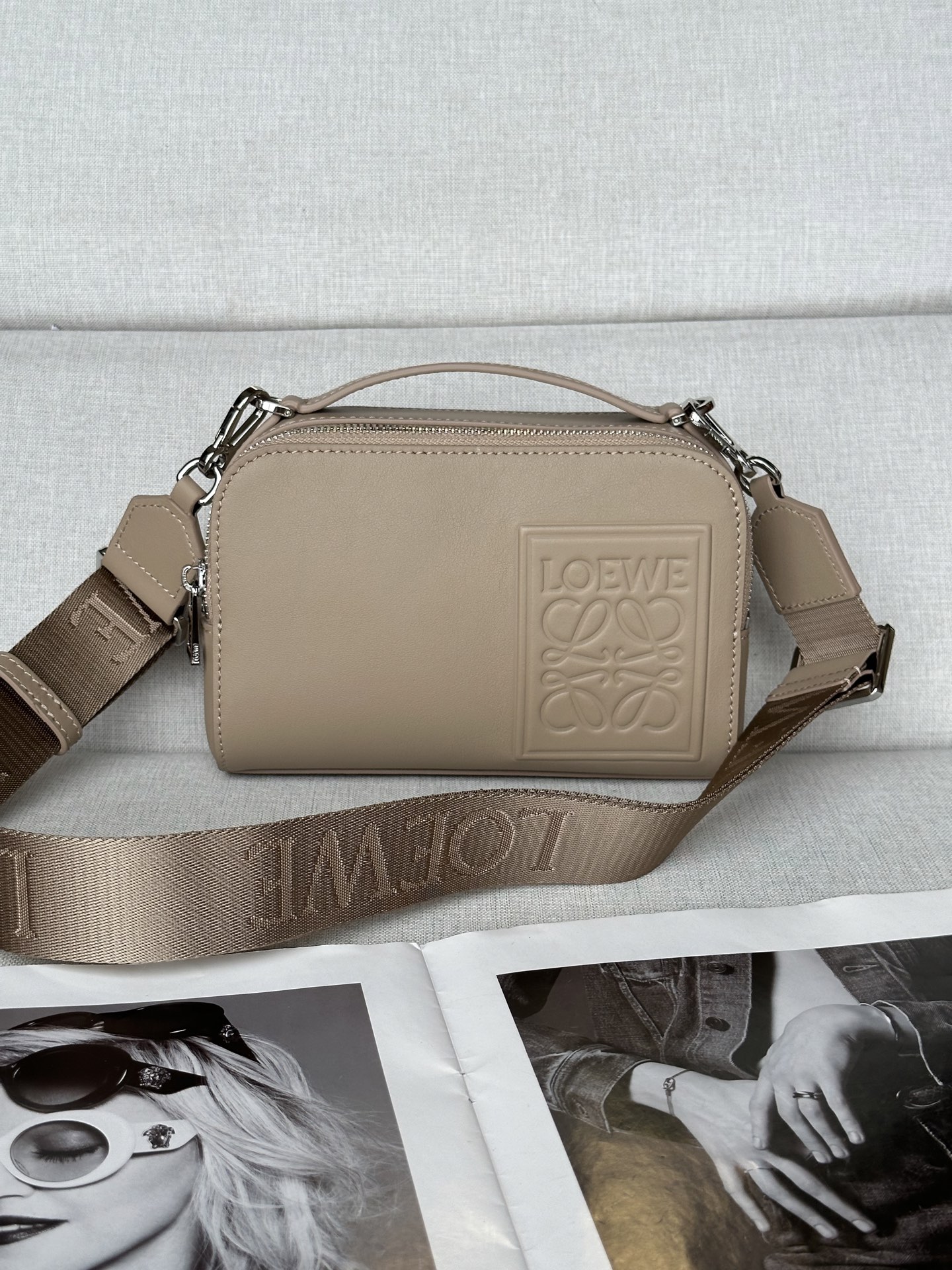 로에베 Loewe C565R41X04 Mini Camera Crossbody Bag in Satin Calfskin