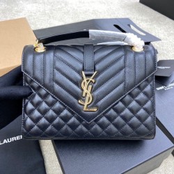 생로랑 Saint laurent/YSL 392739 Monogram Chain Wallet in Mix Matelasse Grain De Poudre Embossed Leather Black