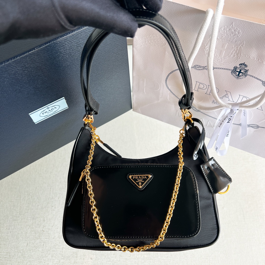 프라다 Prada 1BC198 Hobo 탑 핸들백 22cm