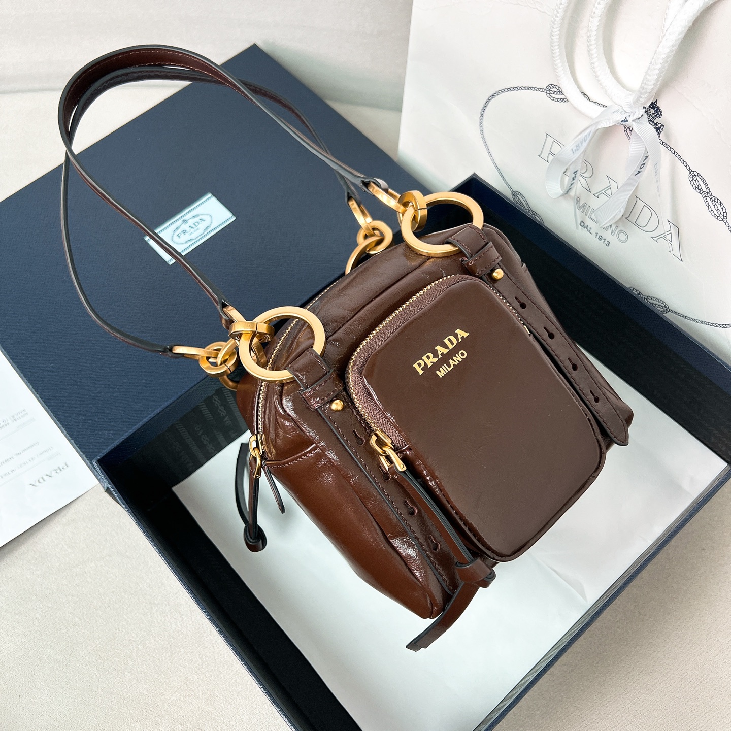 프라다 Prada 1BB137 Dangel 탑 핸들백 14CM