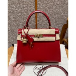에르메스 Hermes Kelly 25cm Box 5X Rouge piment/gold