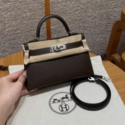 에르메스 Hermes Mini Kelly 19cm Epsom 4C Ecorce/silver