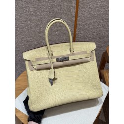 에르메스 Hermes Birkin 35cm Matte Alligator Y1 Vanille/silver