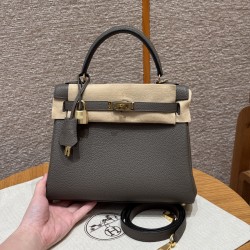 에르메스 Hermes Kelly 25cm Togo 8F Etain/gold