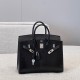에르메스 Hermes Brikin 25cm Lizard 89 Noir/silver